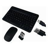 Kit Teclado Mouse Bluetooth Para iPhone Android Inalámbrico Color Del Teclado Negro