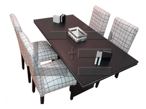 Juego Comedor Moderno Tr 160x80+ 4 Silla Ecocuero Dibujo