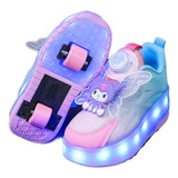 Adorables Patines Niñas Sanrio Kuromi Ruedas Led Extraíbles