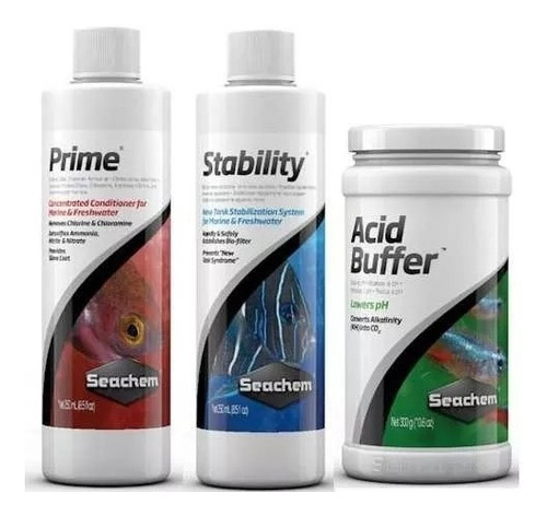Kit Seachem Buffer Acid 300g + Stability 100ml + Prime 100ml