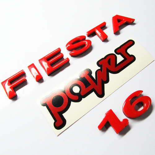 Emblemas Fiesta Power 1.6 Ford Rojo Pega 3m Foto 3