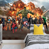 Papel Adesivo Quarto Menino Avengers Vingadores 1,00 X 1,00 Cor Papel De Parede Avengers Explosão