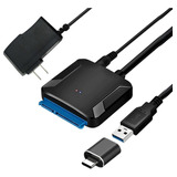 Adaptador Usb 3.0 A Sata 3, Disco 2.5 Y 3.5 + Entrada Tipo C