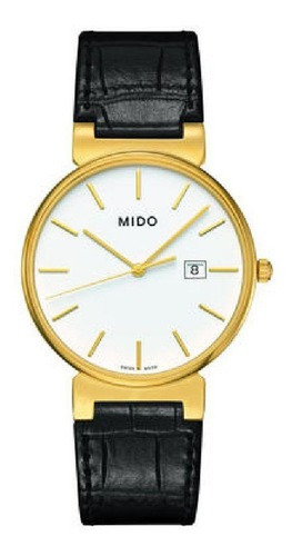 Reloj Mido Dorada Quartz - M009.610.36.011.00 Color De Correa Negro Color Del Bisel Dorado Color De Fondo Blanco