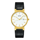 Reloj Mido Dorada Quartz - M009.610.36.011.00 Color De Correa Negro Color Del Bisel Dorado Color De Fondo Blanco