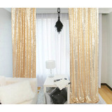 Cortinas De Lentejuelas 2 Paneles 4x10ft Champagne Gold Shim