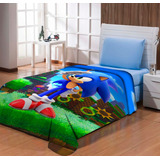 Manta Cobertor Estampado Solteiro Infantil  Sonic