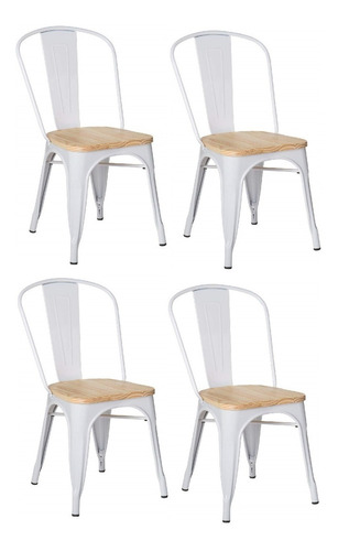 Set * 4 Silla Tolix Pauchard Asiento Madera 1 - Alto Impacto