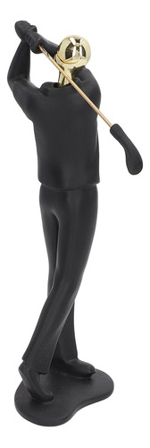 Estatueta De Golfe Golfer Matte Black Beautiful Posture