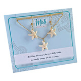 Conjunto (collar Y Aretes Largos) Con Estrellas De Mar.