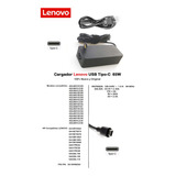 Cargador Lenovo Tipo C 65w 20v 3.25ª Original