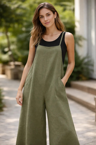 Mono Talla Grande Mujer Con Tirantes Sueltos Y Pierna Ancha