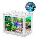 Mini Pecera Para Pez Beta Kit Completo Acuario Con Luz Led