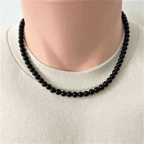 Collar Perlas Negras Aesthetic Minimalista Ajustable Unisex