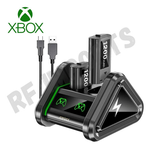 Carregador Controle Xbox One Series S/x + 2 Baterias 1200mah