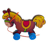 Cavalinho De Brinquedo De Puxar Madeira Infantil 1 Ano+