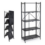 Rack Plegable Metálico Con Ruedas Anaquel Estante 5 Repisas