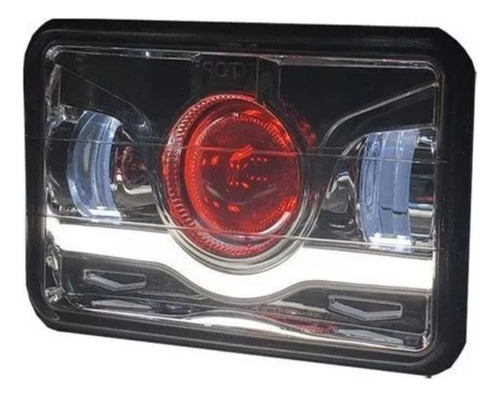 Faros Led Cuadrados 4x6 Con Ojo De Demonio Rojo Drl