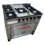 Cocina Industrial Eg Acero 5 Hornallas Pizzero De Fundicion.