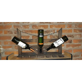 Bodeguera Estilo Tranquera Artesanal 3 Botellas 6 Copas