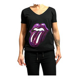 Remera Algodón Mujer Aplique Lentejuelas  Rolling Stones