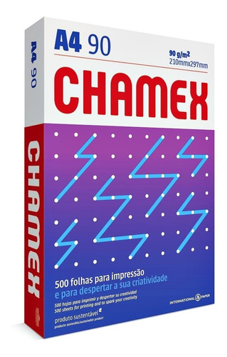 Papel A4 Sulfite Chamex Office 90g 210x297 Resma 500 Folhas