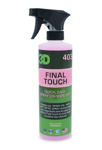 3d Final Touch Quick Detailer Lubricante De Clay Bar 500 Ml