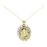 Cadena Medalla Virgen Bautizo Bebe Circonia Oro Amarillo 10 