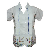 Blusa Guayabera Dama Arroz Bordada 100% Yucateca