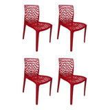Cadeira Gruvyer Top Chairs Vermelha- Kit Com 4