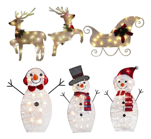 Enfeite Natal Boneco De Neve De Rena Led Flasher Para Jardim