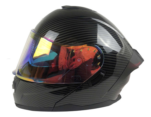 Casco Moto Abatible Certificado Fibra Luz Mica Night Vision