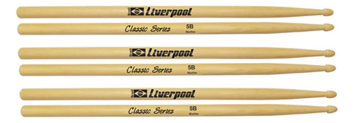 Kit 3 Baquetas Bateria Liverpool Classic Series 5b Ll 5bm