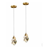 Kit 2 Pendente Dourado Pedra De Cristal Lavabo Sala Led 3w