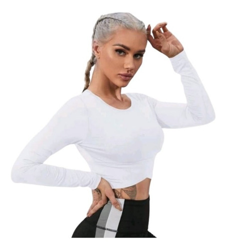 Crop Top Manga Larga Transpirable - Blanco Ref. 2150