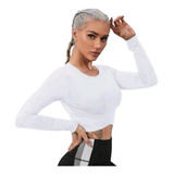 Crop Top Manga Larga Transpirable - Blanco Ref. 2150