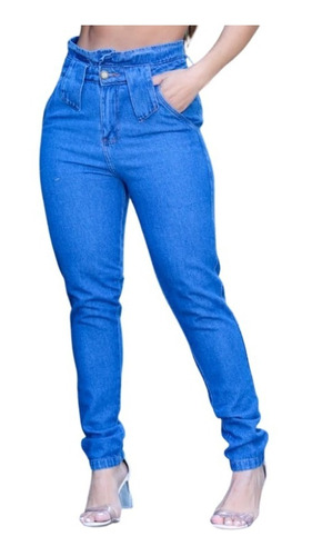 Calça Jeans Mom Feminina Cintura Alta Wide Leg 100% Mom Lisa