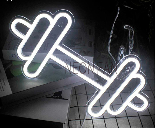 Cartel Neon Led Pesas Gym - Varios Comercio Decoracion