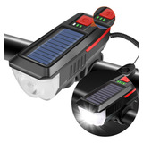 Farol Para Bike Solar E Usb Led Recarregável Com Buzina