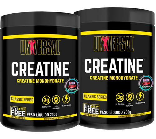 Suplemento Em Pó Universal Nutrition  Creatine Creatina Monohidratada Creatine Em Pote De 200g - Kit X2 U