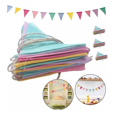 Set 4*12 Banderines Decorativos De Lino De Colores,16m Color Colores | MercadoLibre