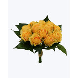 Bouquet De 12 Rosas Artificiales Rosa Amarillo