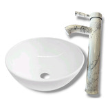 Llave Monomando Lavabo 30cm Ovalin Redondo Porcelana 32 Baño