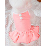 Vestido Perro/gato Rosa Con Botones Blancos