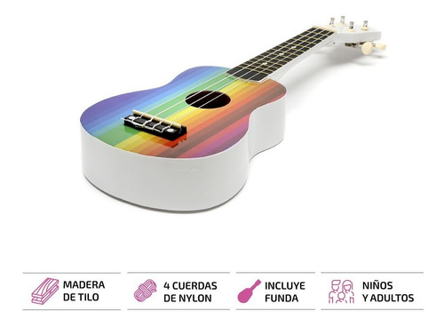 Ukelele Soprano De Madera Uquelele Con Funda Diseño Mandala