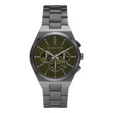 Reloj Hombre Michael Kors Mk9118 Lennox Color De La Correa Gris Color Del Bisel Gris Color Del Fondo Verde