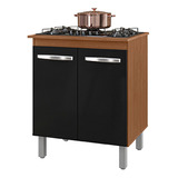 Balcão Armário P/ Fogão Cooktop 4 Bocas Jade Gabinete Cor Preto/savana