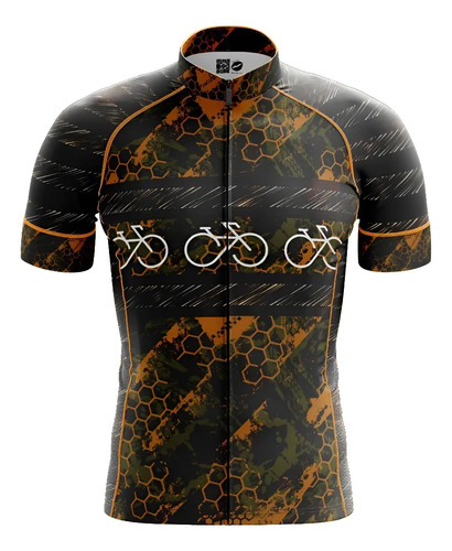 Jersey Ciclismo Maillot Manga Corta Panal Café Bici Mtb