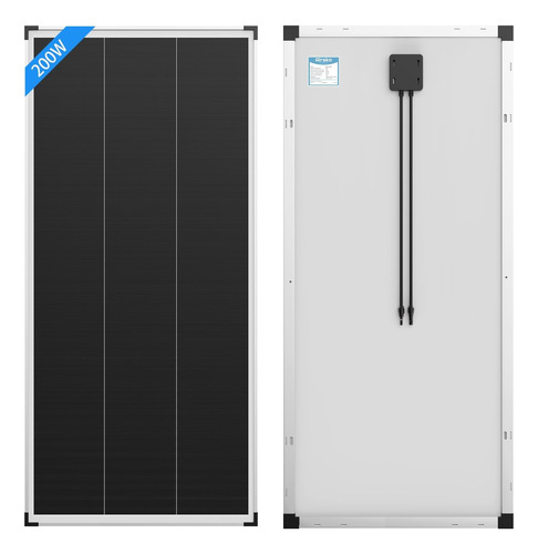 Alrska Panel Solar De 200 W, Modulo Fotovoltaico Negro De Al