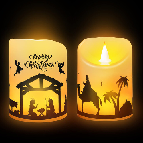 2 Velas Led Sin Llama De Navidad Con Temporizador De 8 Horas